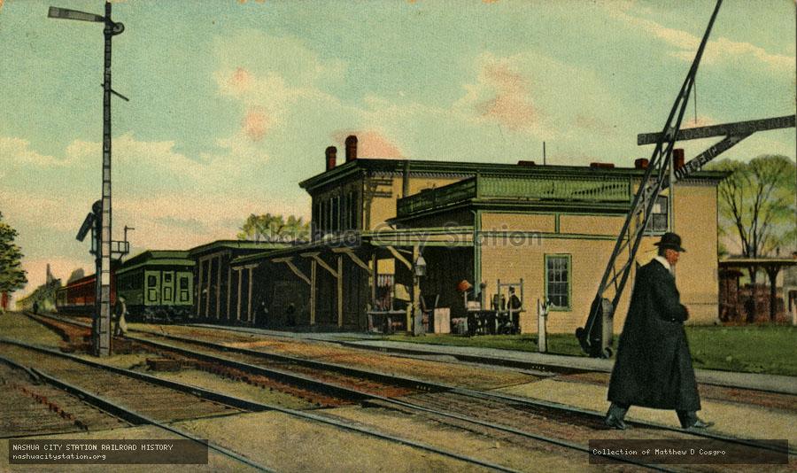 Postcard: New York, New Haven & Hartford Railroad Station, Mansfield, Massachusetts